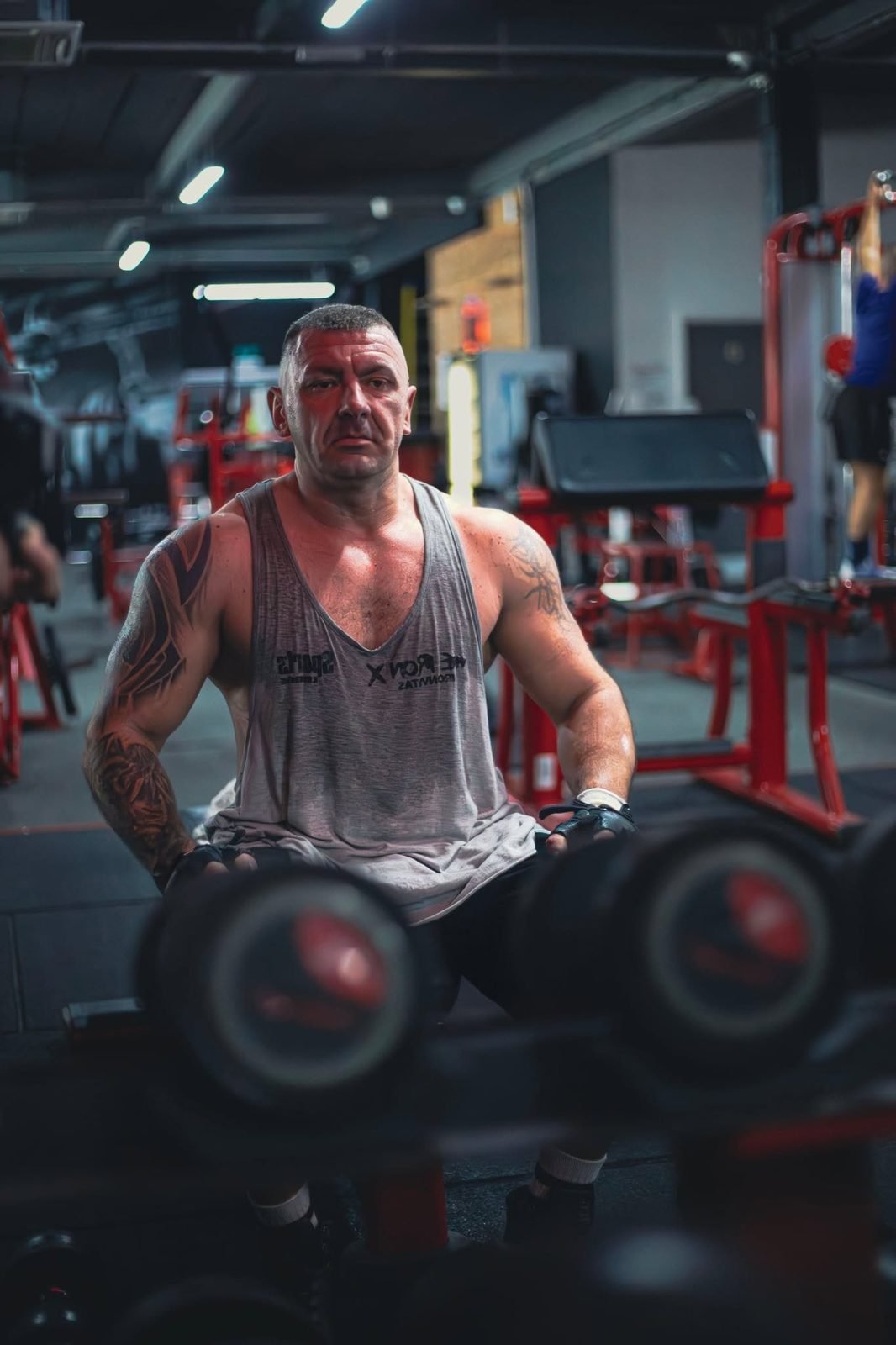 An athlete at rest, strength held with a still mind