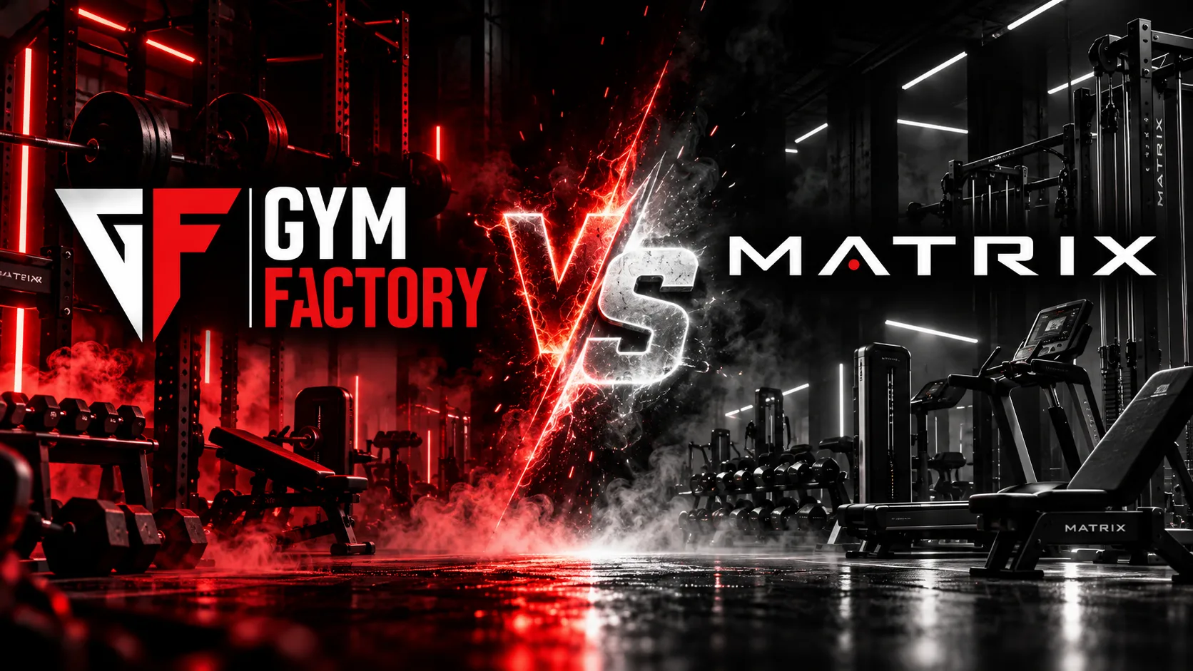 Gym Factory commercial strength machines in a dark studio, the Lithuanian-made range compared with Matrix Fitness in this guide